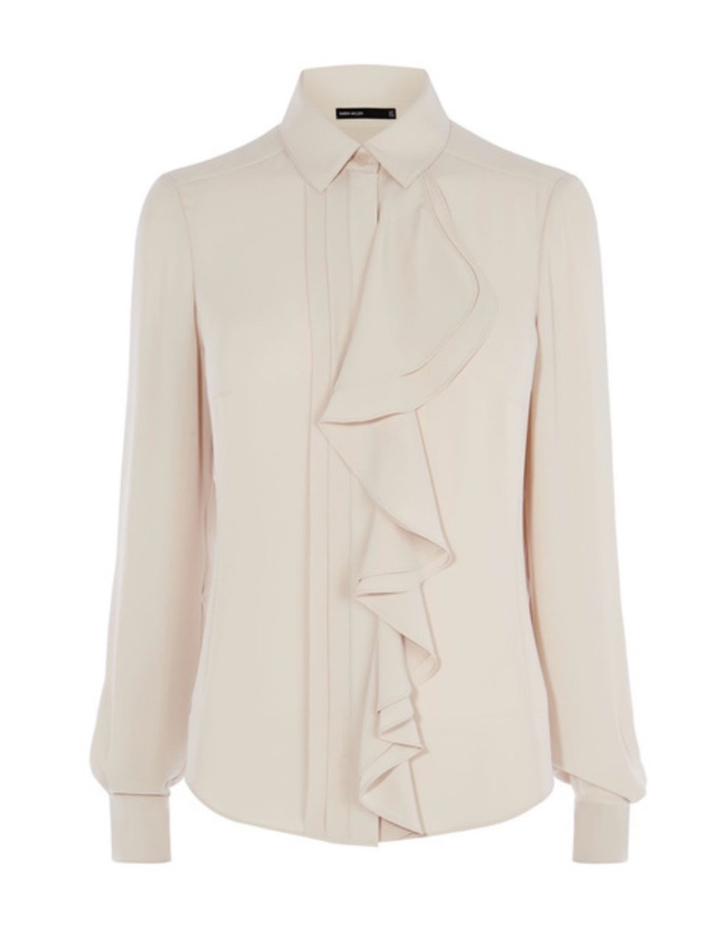 Karen Millen Soft Cream Ruffle Front Blouse
